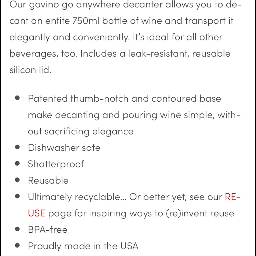 GoVino Go Anywhere Wine Decanter Shatterproof - Picture 5 of 5